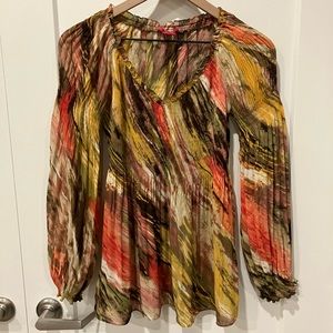 Colorful Groovy Yellow Pink Green Brown Blouse